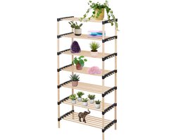 Opbergkast/opbergrek - 7-laags - Dennenhout - 56 x 28 x 110 cm