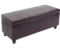 Opbergkist bank Kriens, leer + kunstleer, 112x45x45cm MVG-gecertificeerd ~ bruin