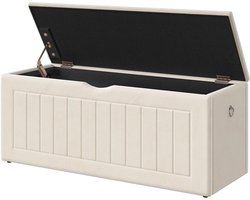 Opbergkist Fluweel - Zitbank Kist - Ruimte Organiseren - Met Scharnier - 110 cm - Beige