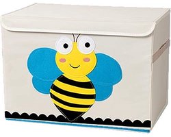 Opbergkist kinderen - Speelgoedkist - Leuke Bij - Opbergkist voor de babykamer - Wasmand Kinderkamer - Opbergen speelgoedmand - Wit - Geel