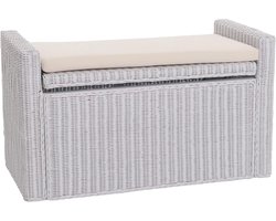 Opbergkist kist zitbank M92 rotan met kussen 88cm - wit