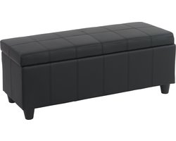 Opbergkist Kriens, zitbank, kunstleer, 45x114x45cm ~ zwart mat