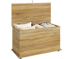 Opbergkist licht hout met deksel en scharnieren 80x40x45