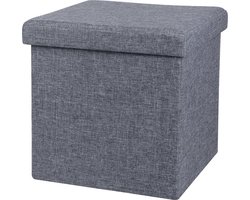 Opbergkist - Opvouwbaar - Zitkist - Zitbank Met Opbergruimte - Kist Met Deksel - Ruimtebesparend zit bank - Zitbank Met Opbergruimte - Opvowbare Poef - Opbergdoos - Ruimtebesparend zit bank - Slaapkamer - Hal - Grijs - 38 x 38 x 38 cm