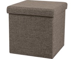 Opbergkist - Opvouwbaar - Zitkist - Zitbank Met Opbergruimte - Kist Met Deksel - Ruimtebesparend zit bank - Zitbank Met Opbergruimte - Opvowbare Poef - Opbergdoos - Ruimtebesparend zit bank - Slaapkamer - Hal - Bruin - 38 x 38 x 38 cm