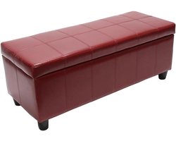 Opbergkist Zitbank Rood Leder en Kunstleer 112 cm Breed - Comfortabele Bank met Verborgen Opbergruimte