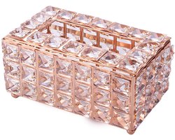 Opbergkoffer houder doos met kristallen stijl voor papieren handdoek opslag op badkamer ijdelheid/aanrecht/slaapkamer dressoir/nachtkastje - Rose Golden