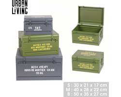 OPBERGKOFFER "LOFT & METAL" X3 PM: 30X21X17CM/MM:40X28X22CM/GM:50X35X27CM