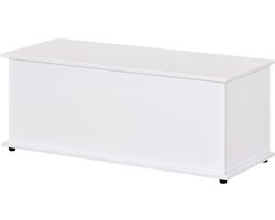Opbergkoffer speelgoedkist afmetingen 100 l x 40 b x 40 h cm spaanplaat (wit) | Opbergbank, veiligheidsscharnieren, schoenenbank, entree, hal, slaapkamer, woonkamer