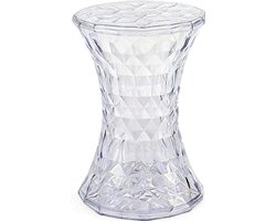 Opbergkruk Kunststof - Ronde poef - Meubels Organiseren - Diamantgeslepen design - N.v.t. - Wit