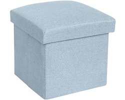 Opbergkruk Linnen - Opbergpoef Krukje - Ruimte Organiseren - Opvouwbaar Sterke Draagkracht - 25 cm - Blauw