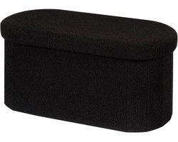 Opbergkruk met opbergruimte - Voetenbankje Poef - Woonkamer Organisatie - Zachte Teddy Stof - 76 x 38 x 38 cm