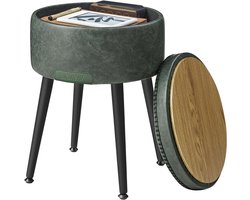 Opbergkruk PU - Kaptafel Poef - Extra Zitting - Verstevigd Staalframe - 382 x 444 cm - Bosgroen