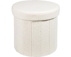 Opbergkruk - Voetenbank kist - Ruimte organiseren - Inklapbaar ontwerp - 38 x 38 x 38 cm - Beige