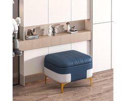 Opbergkruk Woonkamer - Zitbank Voetenbank - Ruimte Besparen - Waterdichte Technische Stof - 40x40x40cm - Donkerblauw