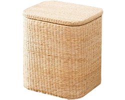 Opbergkruk Zeegras - Decoratieve Poef - Extra Zitplaats - Handgeweven Natuurlijk - 40x34x45cm - Natuurlijk