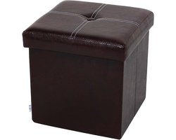Opbergkrukje - Ottomaan Voetenbank - Ruimte Besparen - Gewatteerd PU-leer - 30x30x30 cm - Zwart