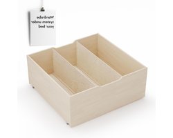 Opberglade 975x104x40cm onder massief houten bed met wielen en vakken - Houten kist voor Anu en Triin