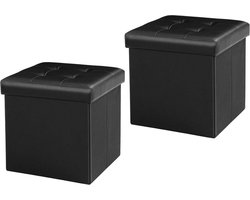 Opberglade op kist met deksel - Puff Palletlade Opvouwbare kruk met opbergruimte - Bedopberger (zwart-1) met zoekwoorden: meubelopberger - slaapkameropbergruimte