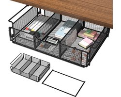 Opberglade voor onder het bureau met tussenschot, verborgen lade voor opslag en organisatie in huis en op kantoor