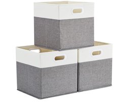 Opbergmand 30x30 cm - Crème en Karki - Ruimtebesparend en duurzaam