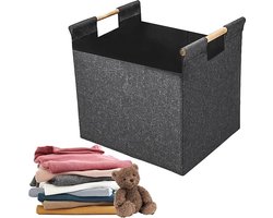 opbergmand, 50 x 38 x 40 cm, vilten mand met handgrepen, voor haardhout, speelgoed, kleding, fruit, brandhout, kranten (donkergrijs)