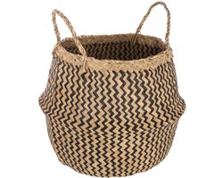 Opbergmand - Atmosphera rieten opbergmand zwart patroon - Bloempot - Zeegras