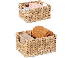opbergmand badkamer - 2-delige set - 2 groottes - gevlochten - badkamer - kastmand