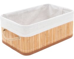 Opbergmand bamboe - 6 liter - met handgrepen - badkamermand - kast mand - naturel - Multifunctionele tafel mand - Opberg Box/Doos/Mand - Opbergsysteem