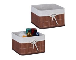 opbergmand bamboe - set van 2 - 20 x 31 x 31 cm - badkamer - bruin