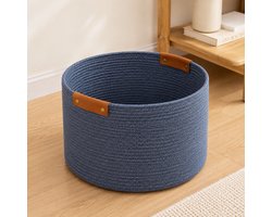 Opbergmand (blauw) - Mandjes Opbergen - Milieuvriendelijk Manden -opbergmand speelgoed -Katoen-opbergmand kinderkamer-opbergmand rond-opslagmand-wasmanden-washandjes-wasbox-heupwasmand