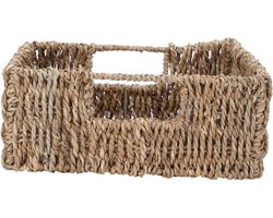 Opbergmand - Decoratieve mand - Woonkamer decoratie - Handgeweven design - 24x24x10cm - Bruin