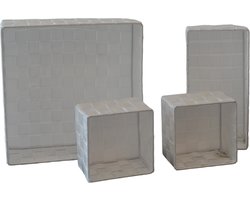 Opbergmand Gevlochten - 4 Stuks - Wit - Textiel - Lade Organizer - Lade Verdeler - Opbergmandjes - Complete set - Opbergbox - Gevlochten Opbergmandjes voor in de Badkamer