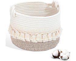 Opbergmand - Gevlochten Katoenen Mand voor Kinderspeelgoed en Accessoires - Multifuntioneel voor Kinderkamer en Badkamer (24 x 17 cm)