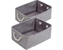 Opbergmand, grijs, stof, opvouwbaar, groot, linnen, decoratieve manden met handgrepen, organizer voor slaapkamer, kledingkast, kinderspeelgoed, kantoor (grijs)
