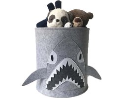 Opbergmand in de vorm van een haai - Wasmand - wasmanden - Wasmand met cartoondier - Grijze opbergdoos van vilt - 35x35x35cm