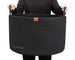 Opbergmand katoenen touw wasmand wasverzamelaar plafond kussen woonkamer kleding speelgoed kinderkamer zwart D56 x H355 cm