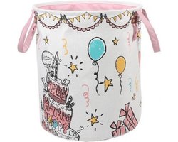 Opbergmand kinderkamer speelgoed - Wasmand - Feestje - ballonnen en slingers - Opbergmand met handvatten - Wasmand voor Kinderkamer of Babykamer - Canvas - met leuke opdruk - Cadeau Baby of Kinder Kamer
