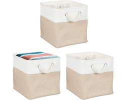 Opbergmand linnen - set van 3 - 28x28x28 cm - badkamer - speelgoed