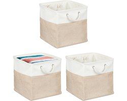 Opbergmand linnen - set van 3 - 33x33x33 cm - badkamer - speelgoed