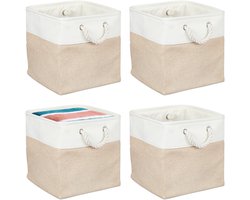 opbergmand linnen - set van 4 - 30x30x30 cm - badkamer - speelgoed