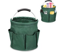 Opbergmand - Mand - Reinigingsmiddelorganizer - 28x28 cm - Opvouwbaar Opbergmanden - opvouwbare mand met handvat - schoonmaaktas voor professionele schoonmaaksters，autodetailers en huishoudsters - donkergroen