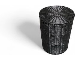 Opbergmand met deksel zwart - Speelgoedmand kinderkamer - Wasmand met deksel en handvaten - Groot XL 120L - Studio Lisette SL5821