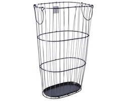 Opbergmand met handvaten grijs metaal 17x28x43cm speelgoed organizer.
