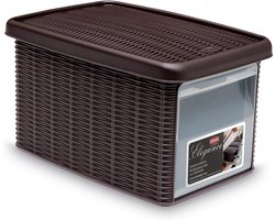 Opbergmand - Opbergbox - 'Elegance' - Multifunctioneel - klepje aan voorkant - Bakje - Mokka - Maat S
