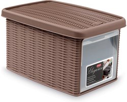 Opbergmand - Opbergbox - 'Elegance' - Multifunctioneel - klepje aan voorkant - Bakje - Taupe - Maat S