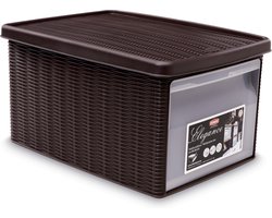 Opbergmand - Opbergbox - 'Elegance' - Multifunctioneel - klepje aan voorkant - Mokka - Maat M