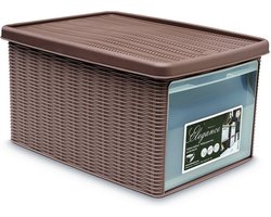 Opbergmand - Opbergbox - 'Elegance' - Multifunctioneel - klepje aan voorkant - Taupe - Maat M