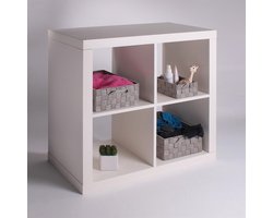 Opbergmand - opberger in geweven lint - Stijlvol en modern - taupe - 32x24,5x11cm