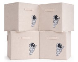 Opbergmand – Opbergmanden - 4 stuks - Kallax kast opberger – Speelgoed mand - 33x33x33 CM – Kinderkamer organizer - Astronaut